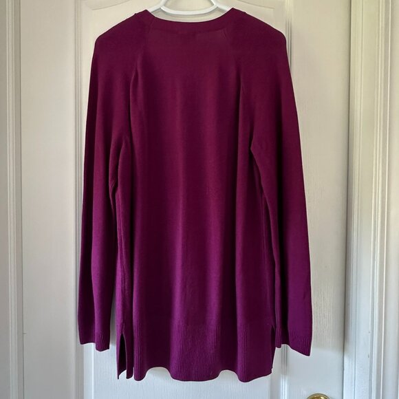 Talbots Boyfriend V-Neck Cardi Purple Mulberry L/S Sweater Misses Size Large NWT - Picture 6 of 6